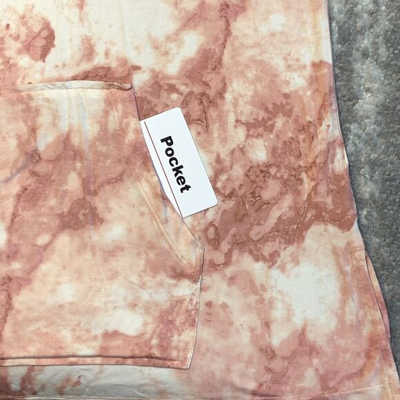 Susan Graver Tunic Top Women Size L Pink Tie-Dye Watercolor Kangaroo Pocket C13 - Picture 13 of 14